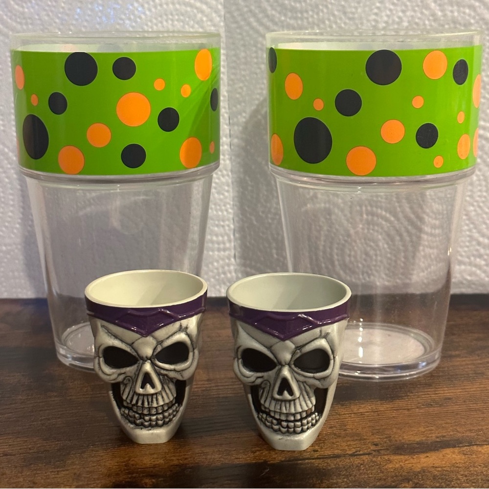 Halloween Bundle of 2 Cups & 2 Skull Shot Glasses